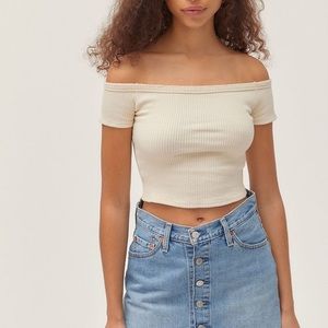 Ribbed off the shoulder top